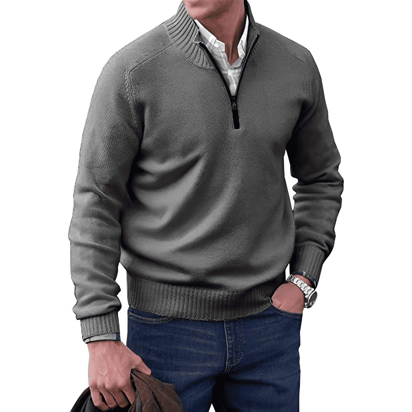 CALVIN - ELEGANT PULLOVER WITH ZIPPER CLOSURE