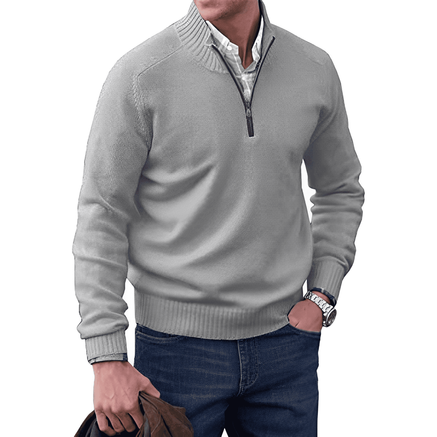 CALVIN - ELEGANT PULLOVER WITH ZIPPER CLOSURE