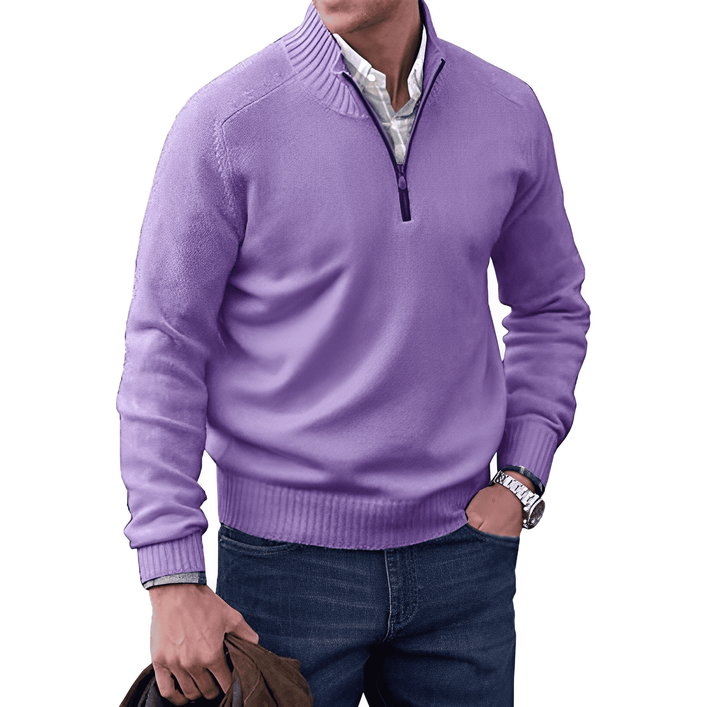CALVIN - ELEGANT PULLOVER WITH ZIPPER CLOSURE