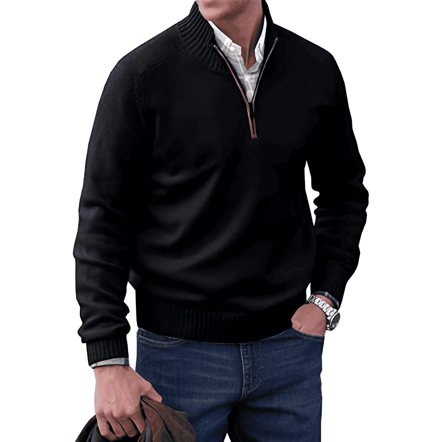 CALVIN - ELEGANT PULLOVER WITH ZIPPER CLOSURE