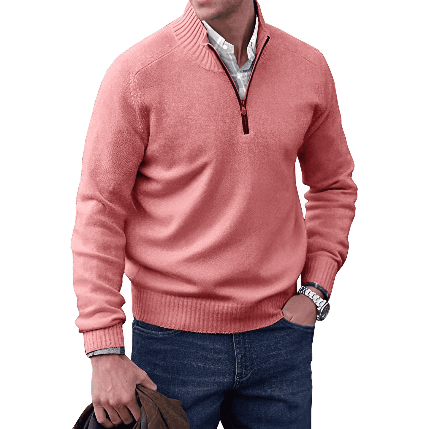 CALVIN - ELEGANT PULLOVER WITH ZIPPER CLOSURE