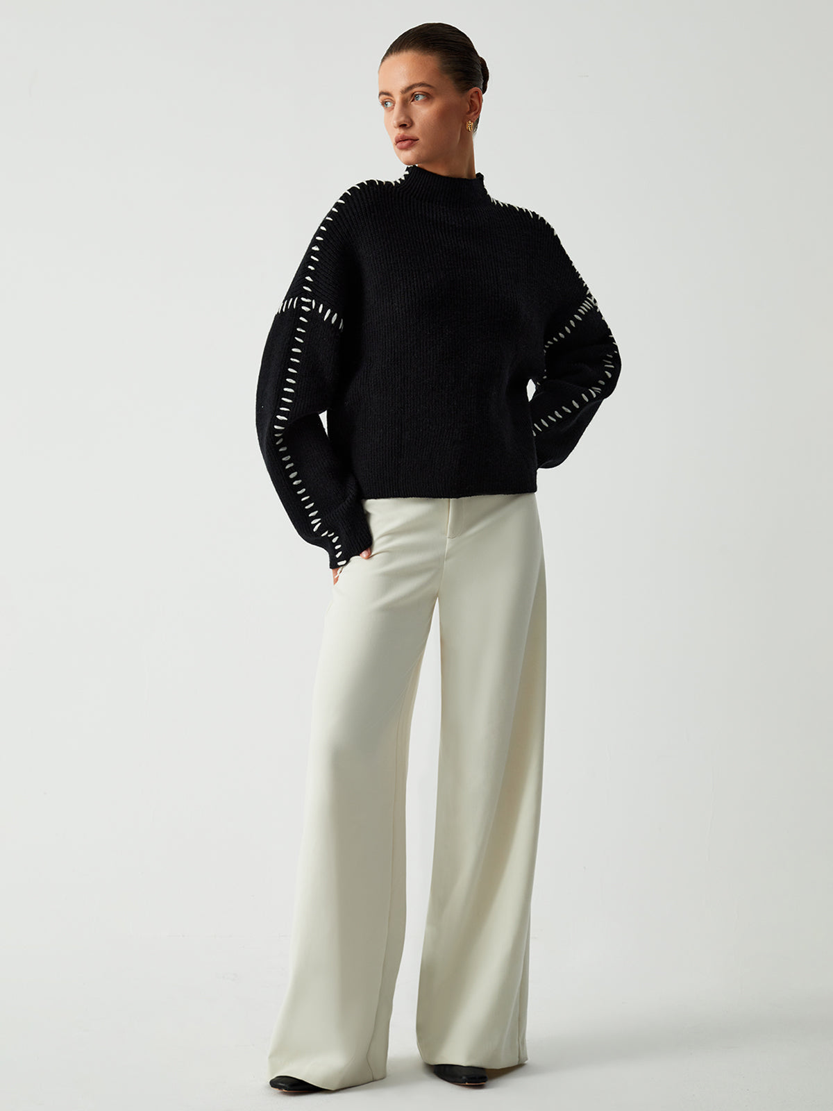 Alma | Turtleneck Sweater With Pique Details
