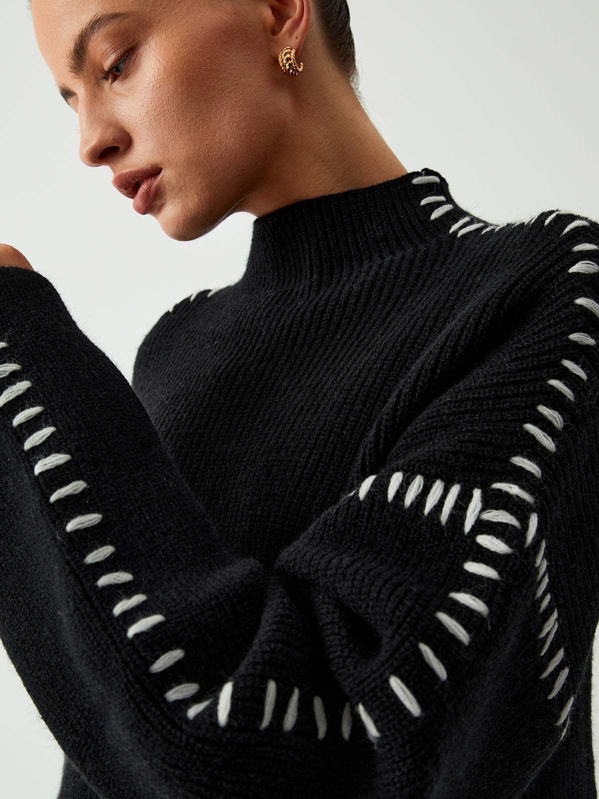 Alma | Turtleneck Sweater With Pique Details