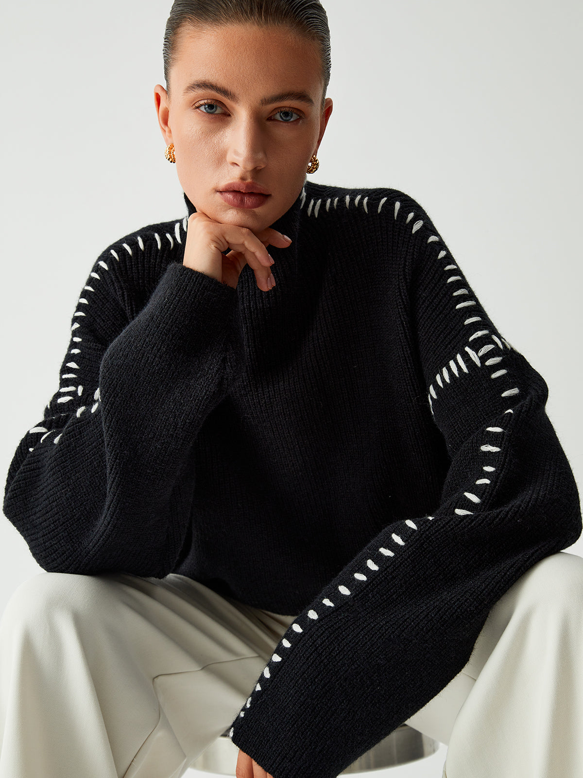 Alma | Turtleneck Sweater With Pique Details