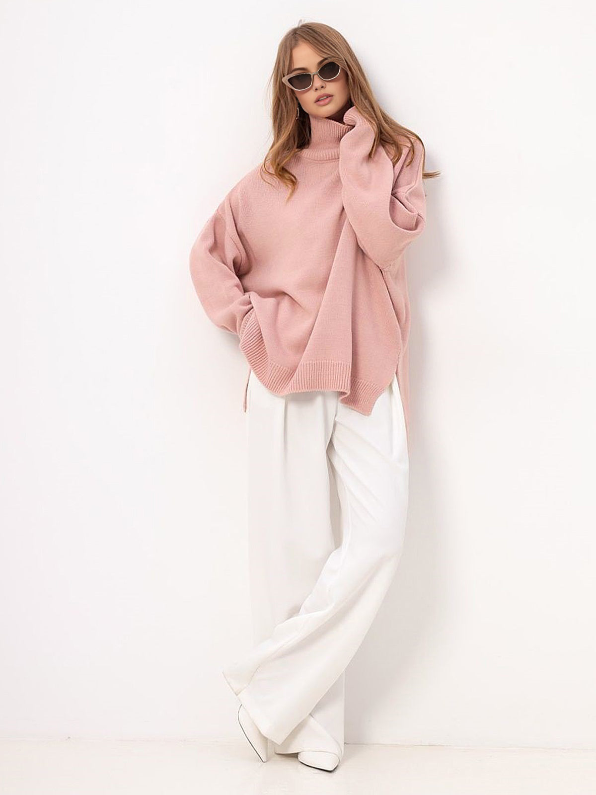 Dina | Turtleneck Sweater With oversized Slit