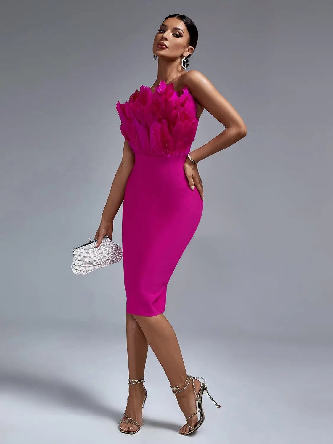 Pink feather Dress Threads & Bond