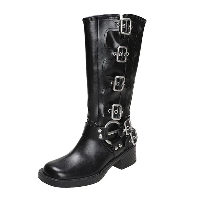 Riza | Retro Brown Boots with Buckle
