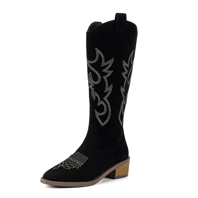 Claire | Retro Embroidered Western Boots