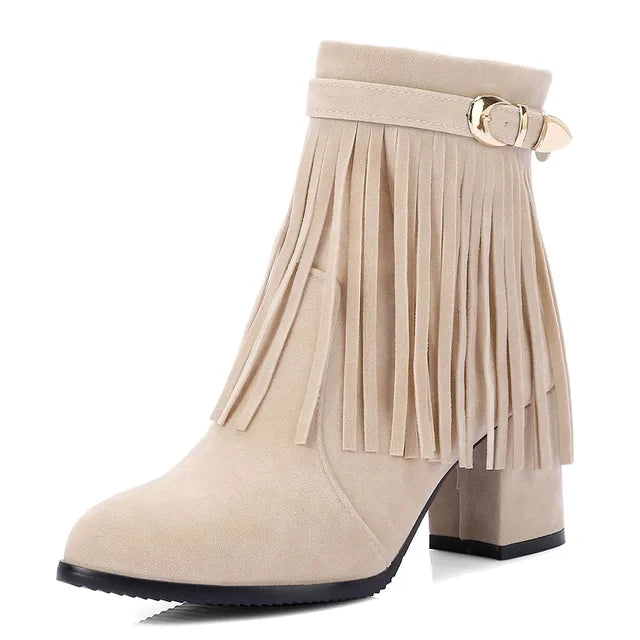 Jenny | Cowboy Ankle Boots with Fringed Tassel