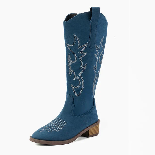 Claire | Retro Embroidered Western Boots