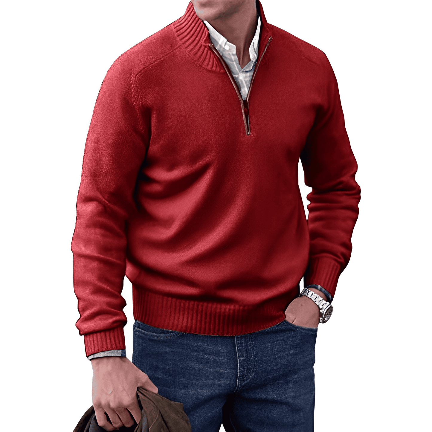 CALVIN - ELEGANT PULLOVER WITH ZIPPER CLOSURE