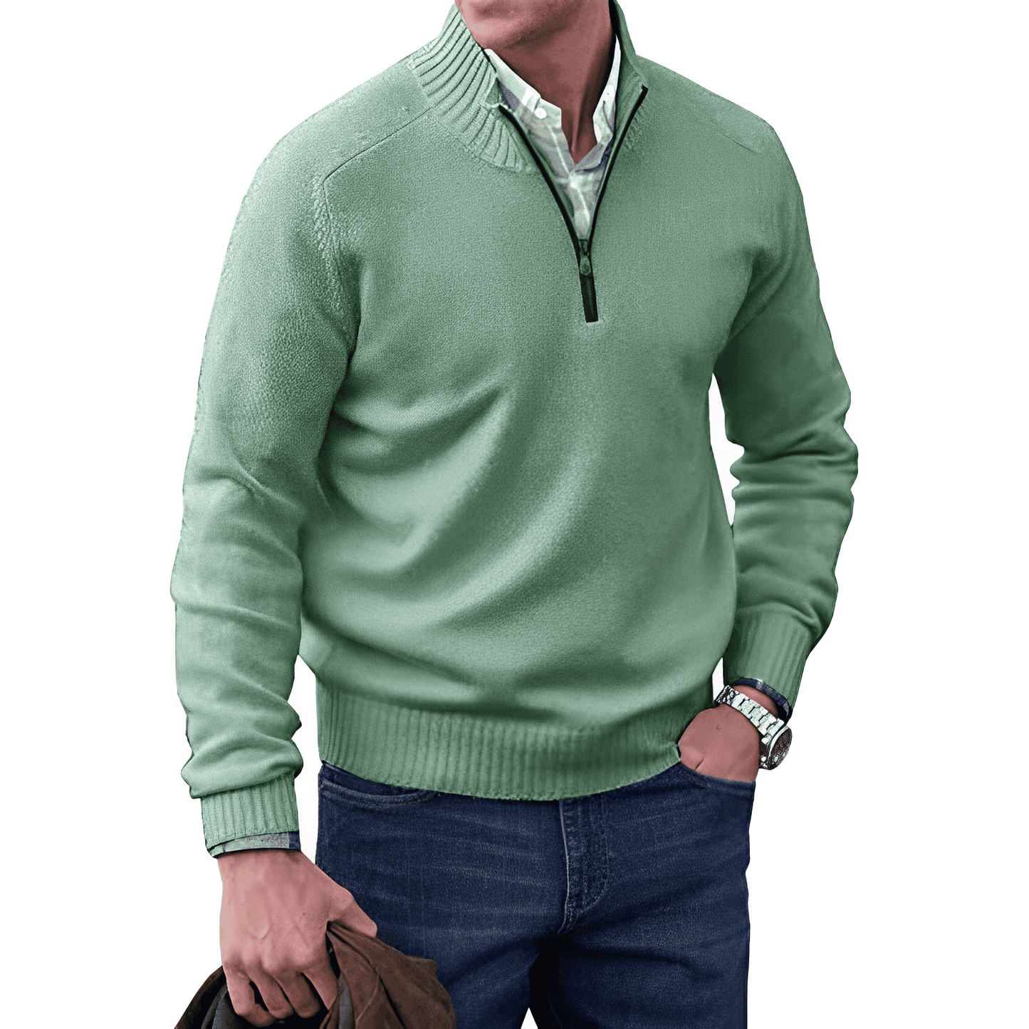 CALVIN - ELEGANT PULLOVER WITH ZIPPER CLOSURE