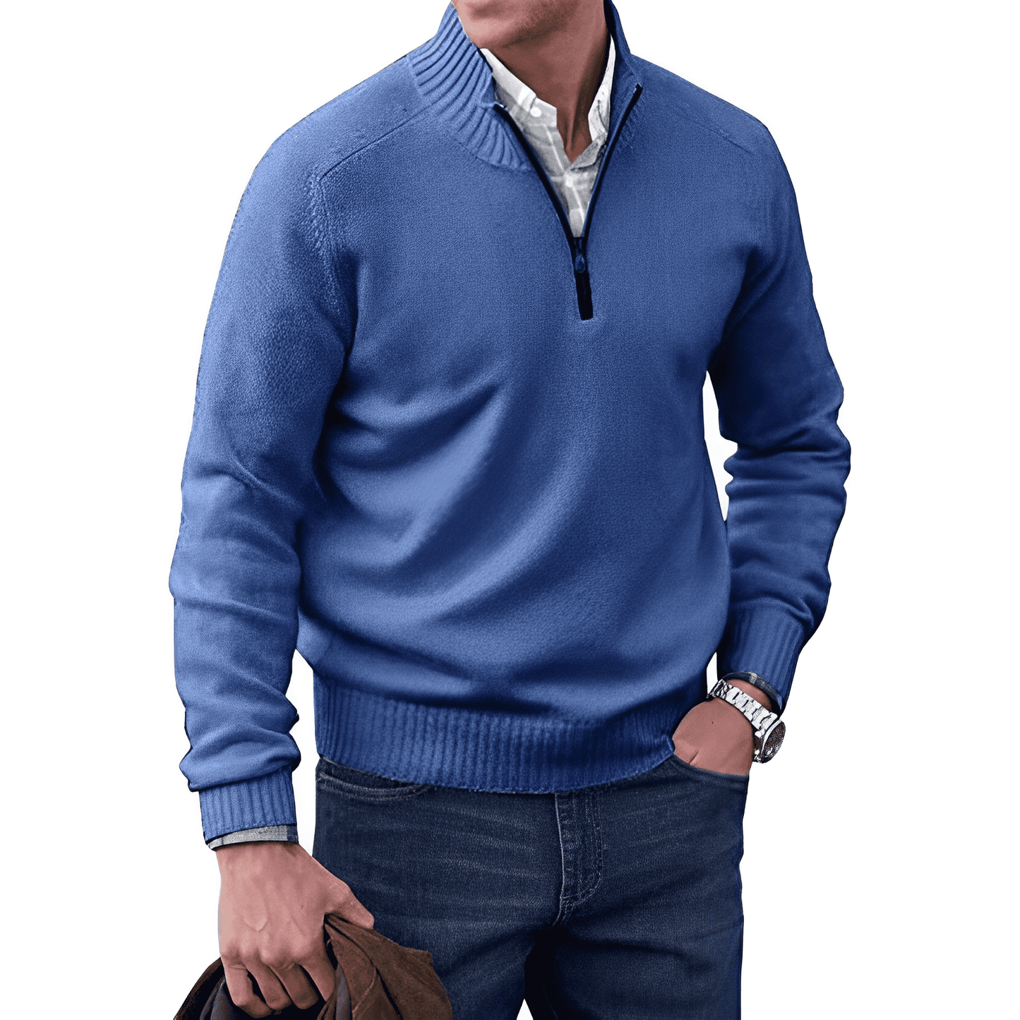 CALVIN - ELEGANT PULLOVER WITH ZIPPER CLOSURE