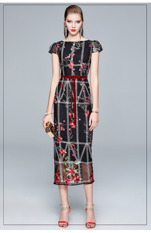 Luxury Embroidery Pencil Dress Threads & Bond