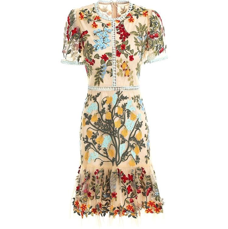 Designer Embroidered Ruche Dress Threads & Bond