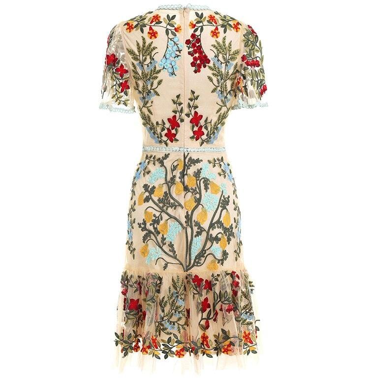 Designer Embroidered Ruche Dress Threads & Bond