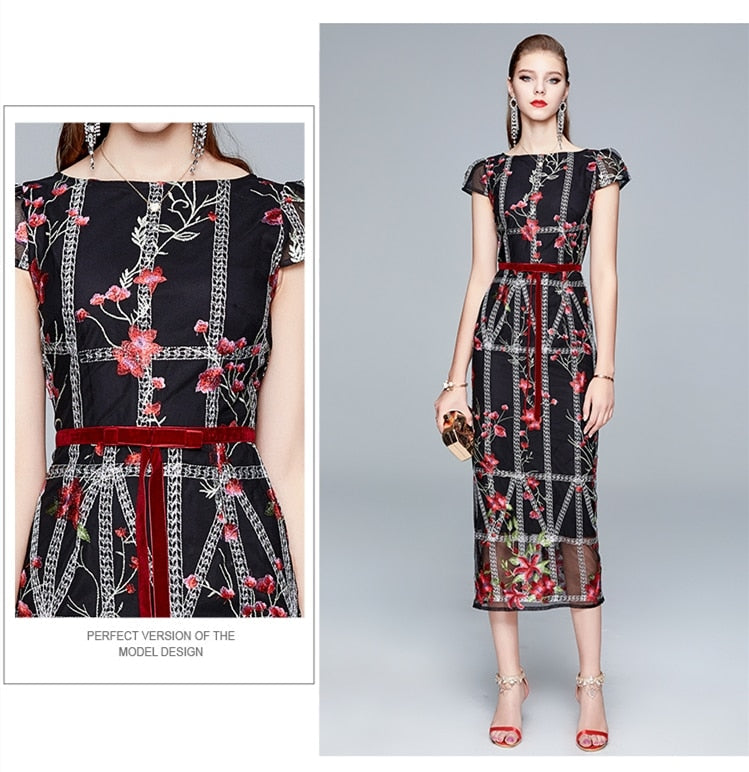 Luxury Embroidery Pencil Dress Threads & Bond