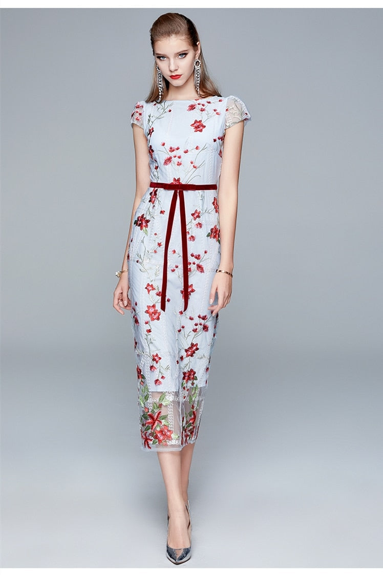 Luxury Embroidery Pencil Dress Threads & Bond