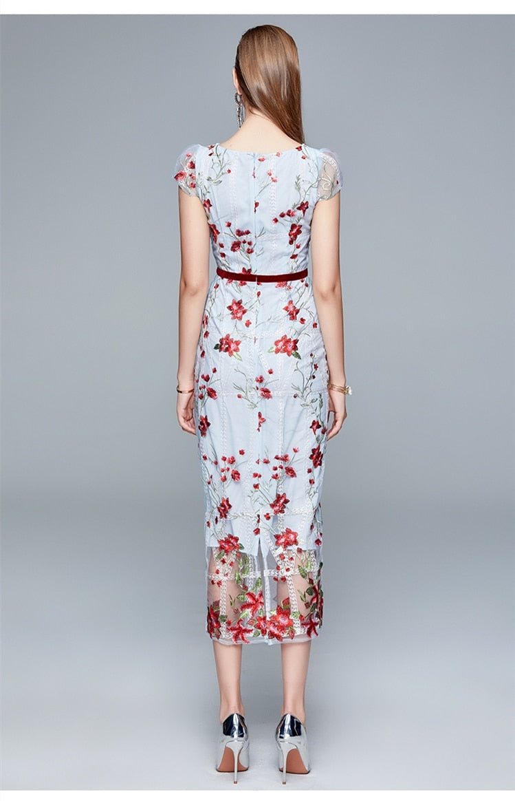 Luxury Embroidery Pencil Dress Threads & Bond
