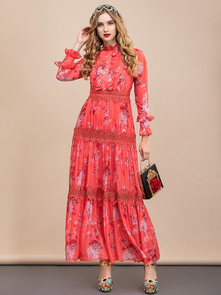 Retro Floral Long Dress Threads & Bond
