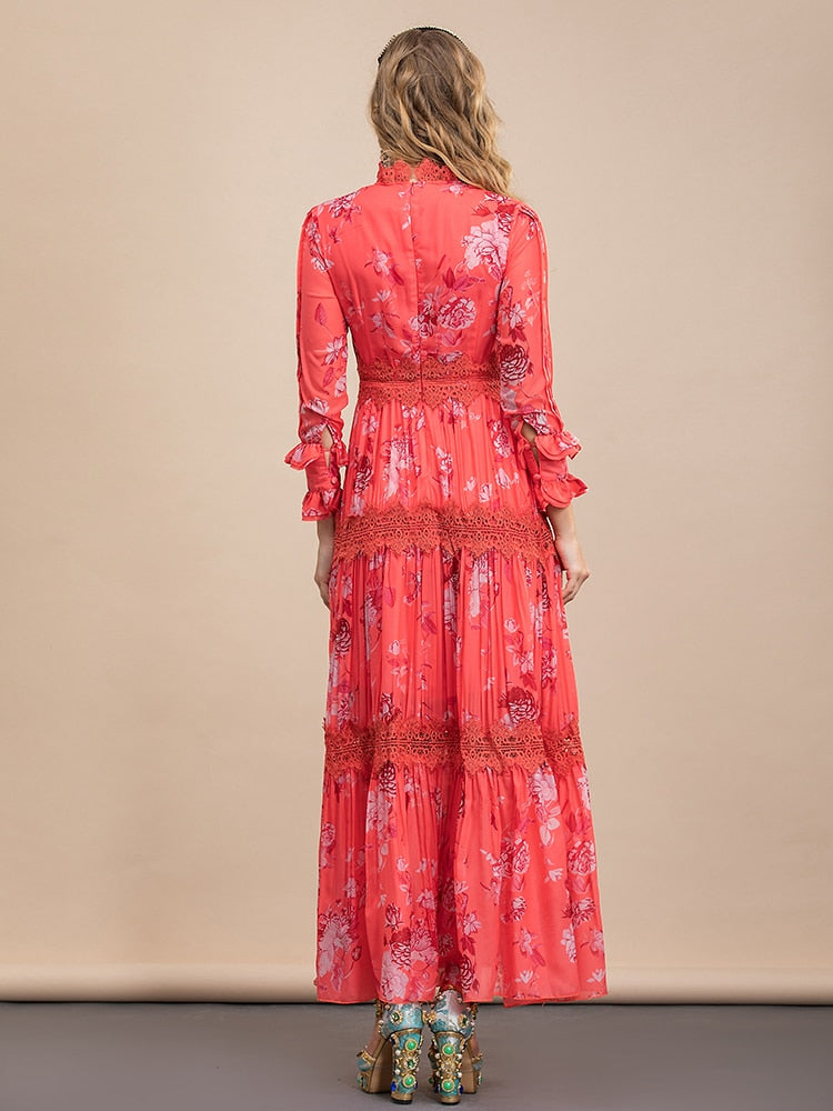 Retro Floral Long Dress Threads & Bond