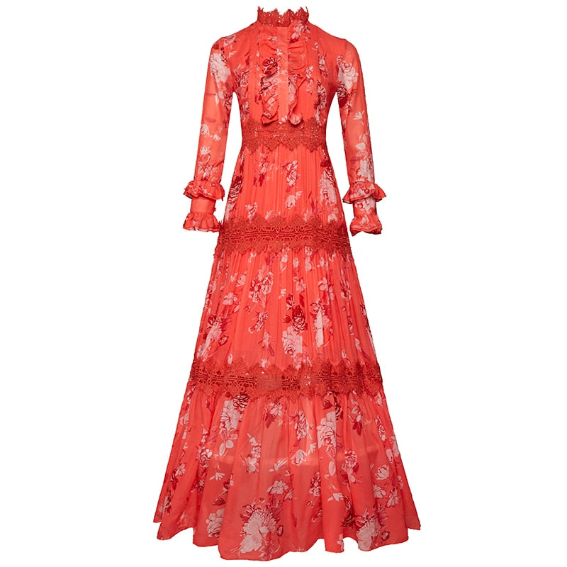 Retro Floral Long Dress Threads & Bond
