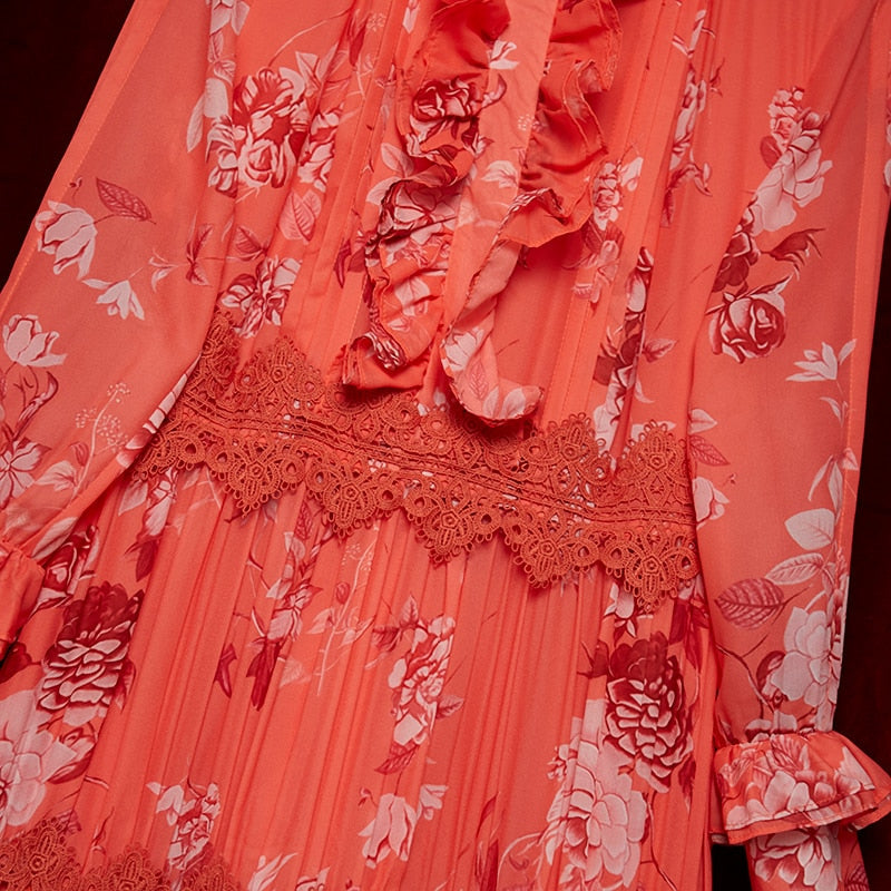 Retro Floral Long Dress Threads & Bond