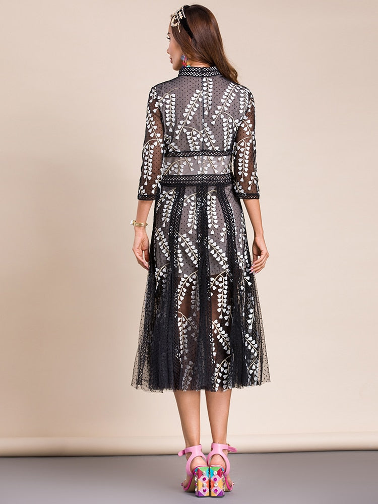 Victoria Flower Embroidery Dress Threads & Bond
