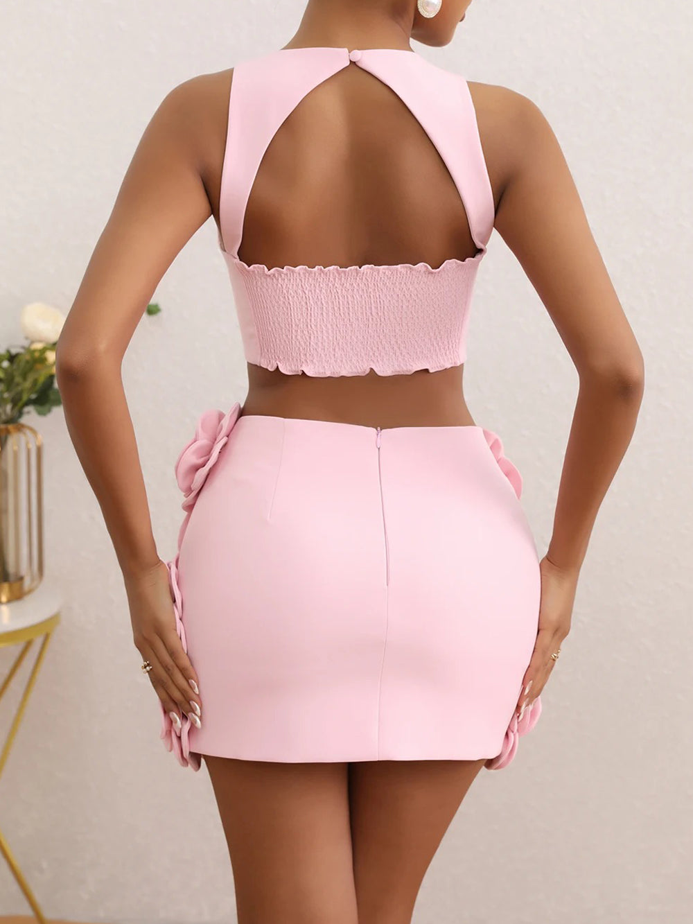 Aarja Backless Skirt & Short Set