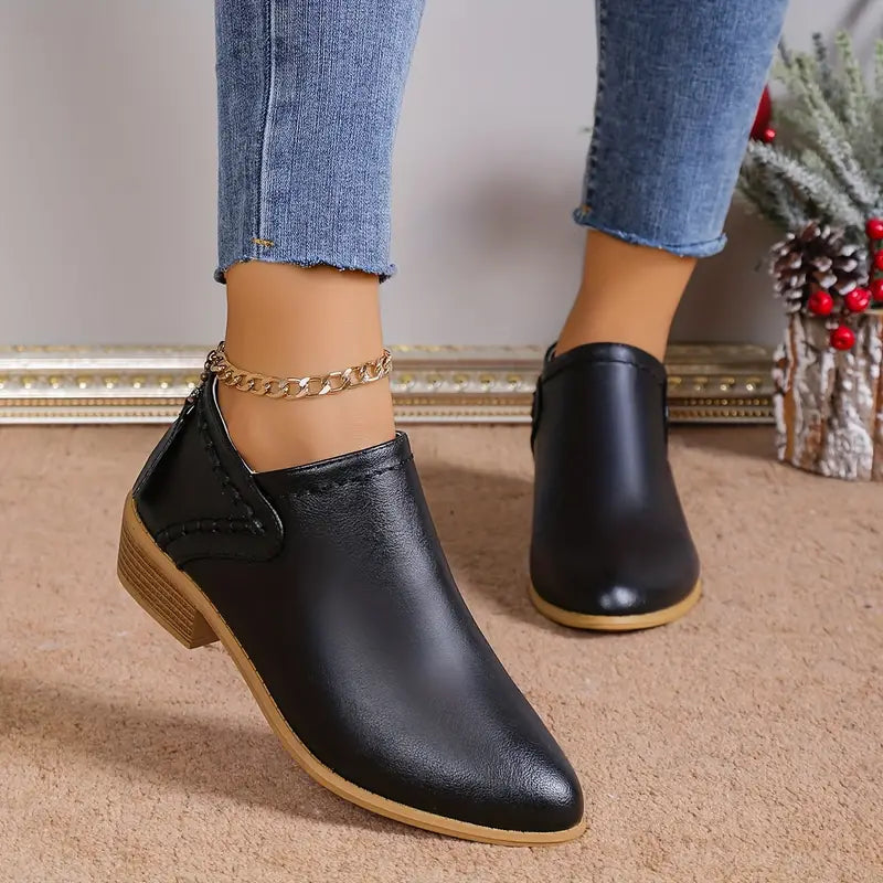 Melany | Retro Pointed Toe Short Boots