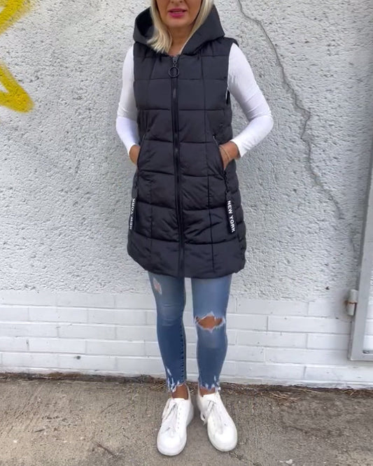 Mandy | Sleeveless Padded Jacket with Zippered Hood