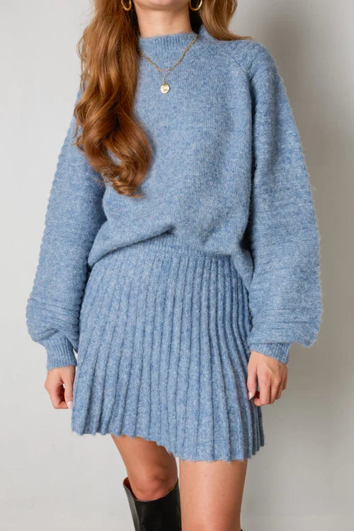 Ava | Elegant Pleated Sweater and Skirt