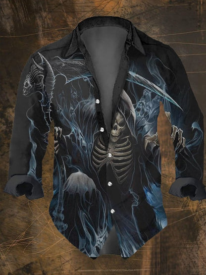 Diego | Men's Shirt with Vintage Dark Skull Print