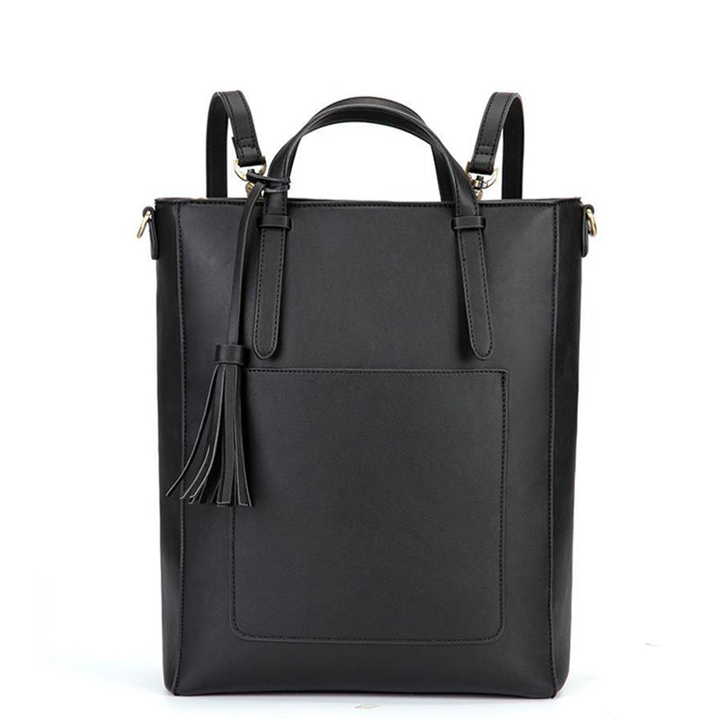 Sleek Structured Tote with Tassel Charm