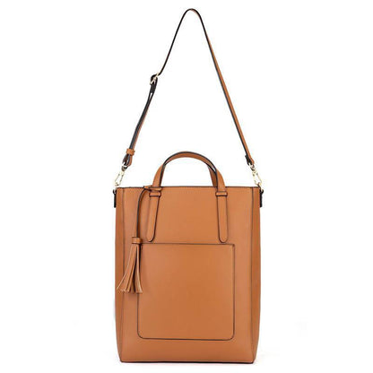 Sleek Structured Tote with Tassel Charm