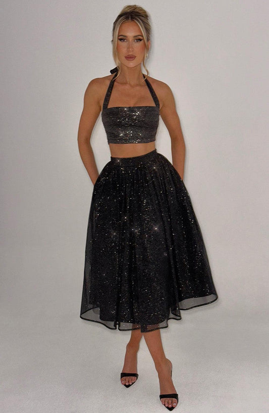 Alani Crop Top - Black Sparkle