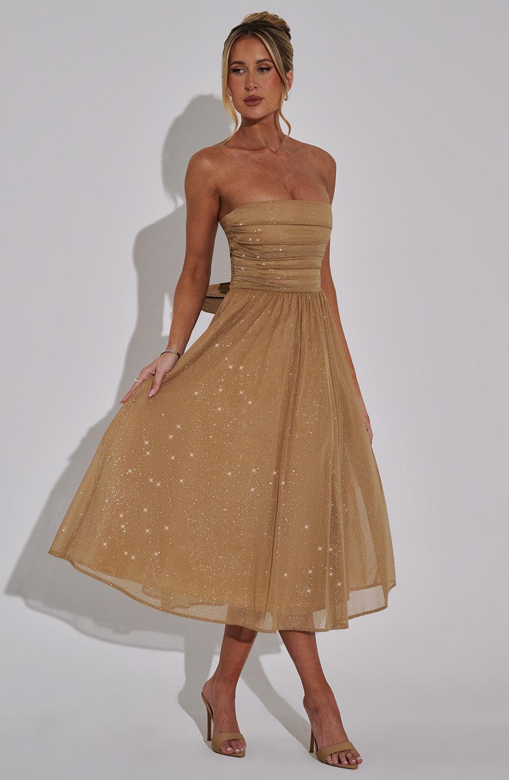 Marissa Midi Dress - Gold Sparkle