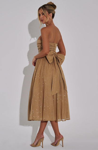 Marissa Midi Dress - Gold Sparkle