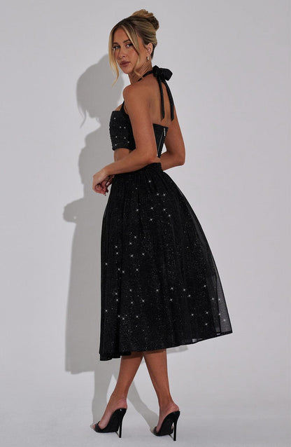 Alani Midi Skirt - Black Sparkle