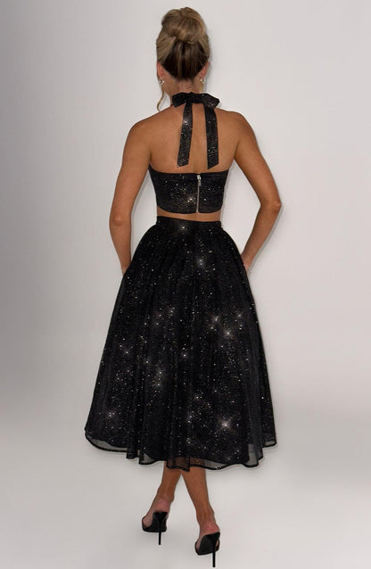 Alani Midi Skirt - Black Sparkle