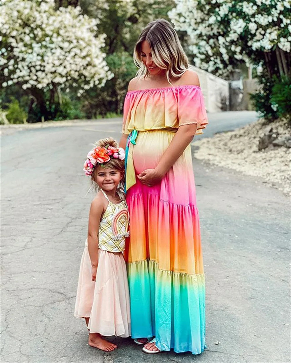 Ombre Ruffles Maxi Dress Threads & Bond