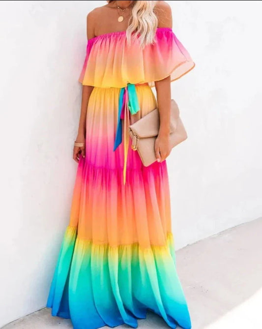 Ombre Ruffles Maxi Dress Threads & Bond