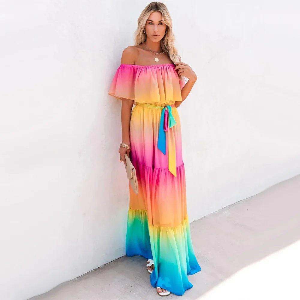 Ombre Ruffles Maxi Dress Threads & Bond