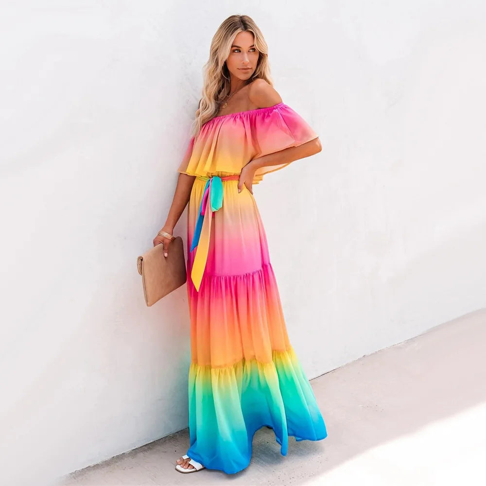 Ombre Ruffles Maxi Dress Threads & Bond