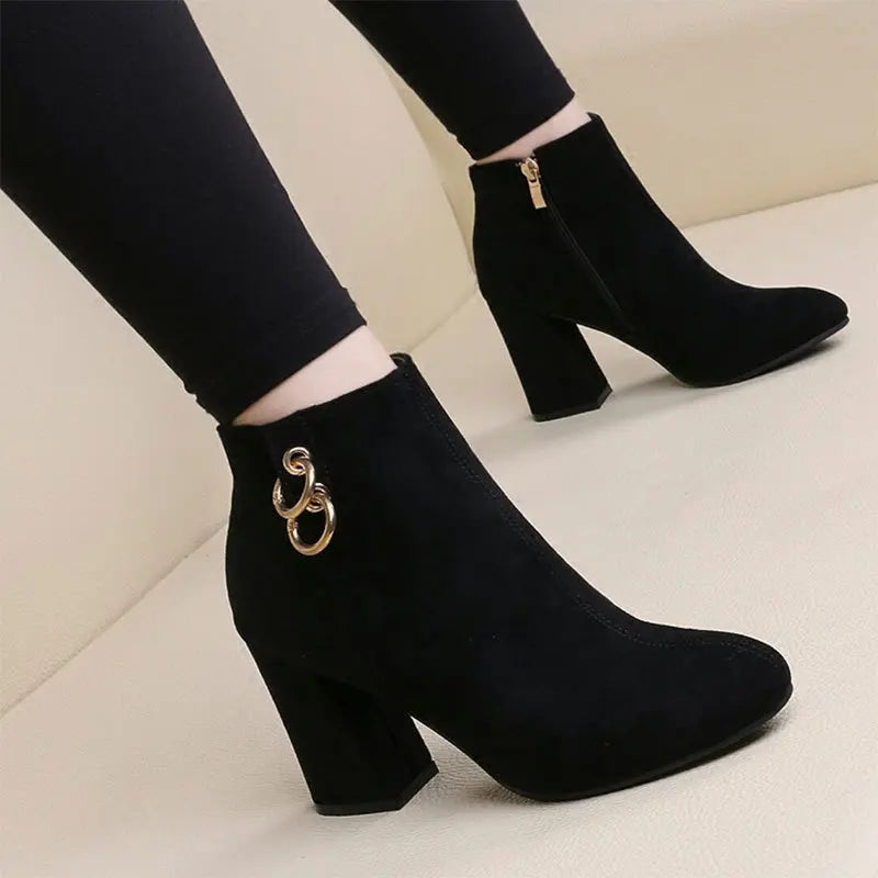 Olivia |  Retro Plush Ankle Boots