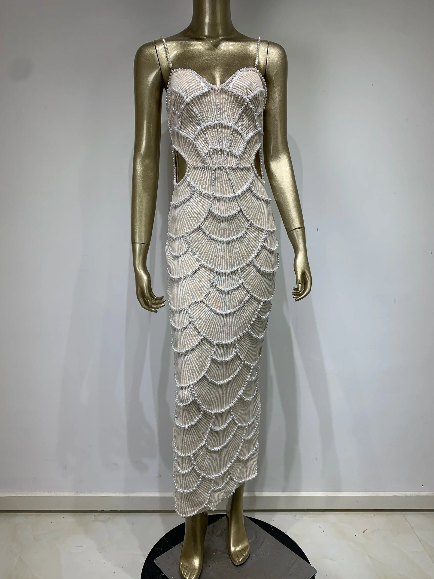 White Pearl Cut Out Dress Threads & Bond