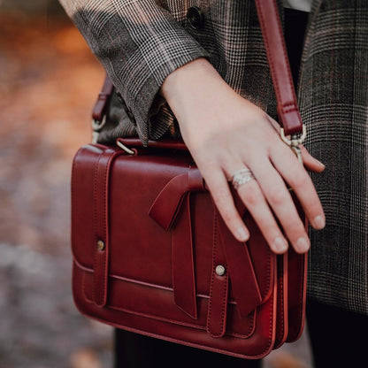 Graceful Bow-Detail Satchel - Timeless Black and Grey