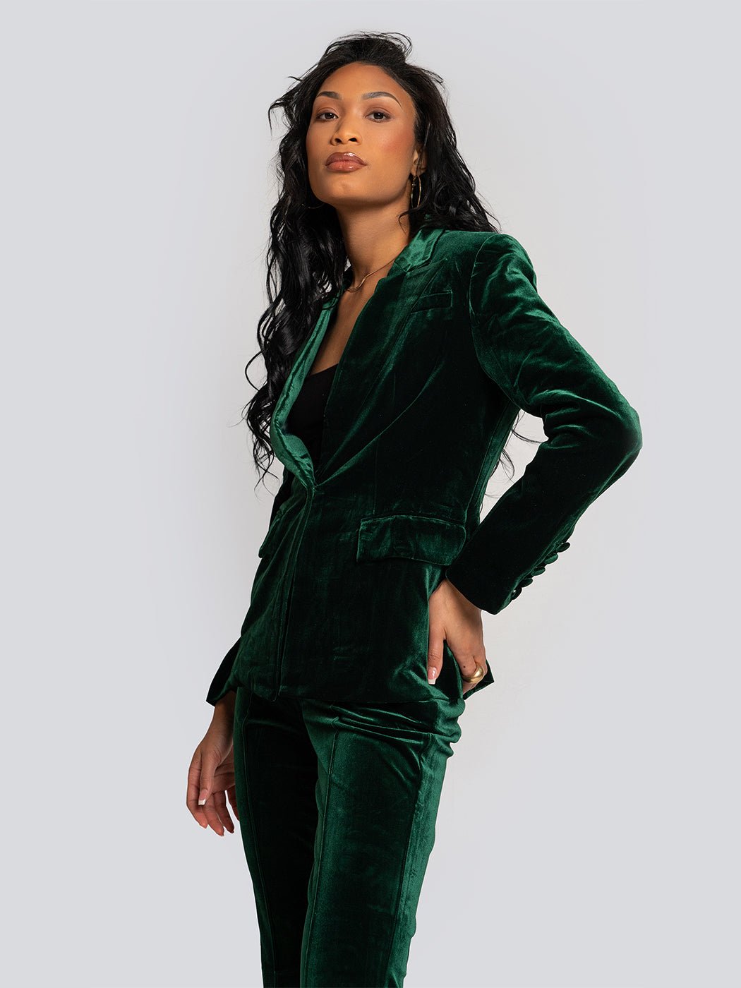 Alicia Velvet Tailored Blazer & Flare Pants Set Threads & Bond