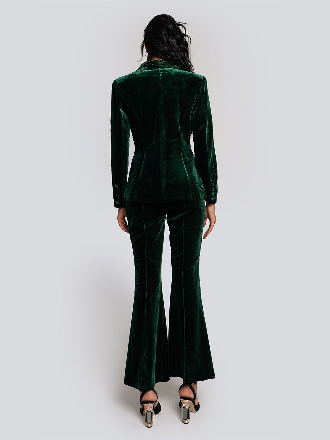 Alicia Velvet Tailored Blazer & Flare Pants Set Threads & Bond