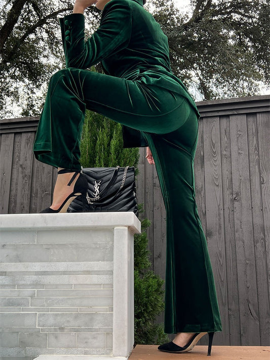 Angela Blazer & Pants Set In Green